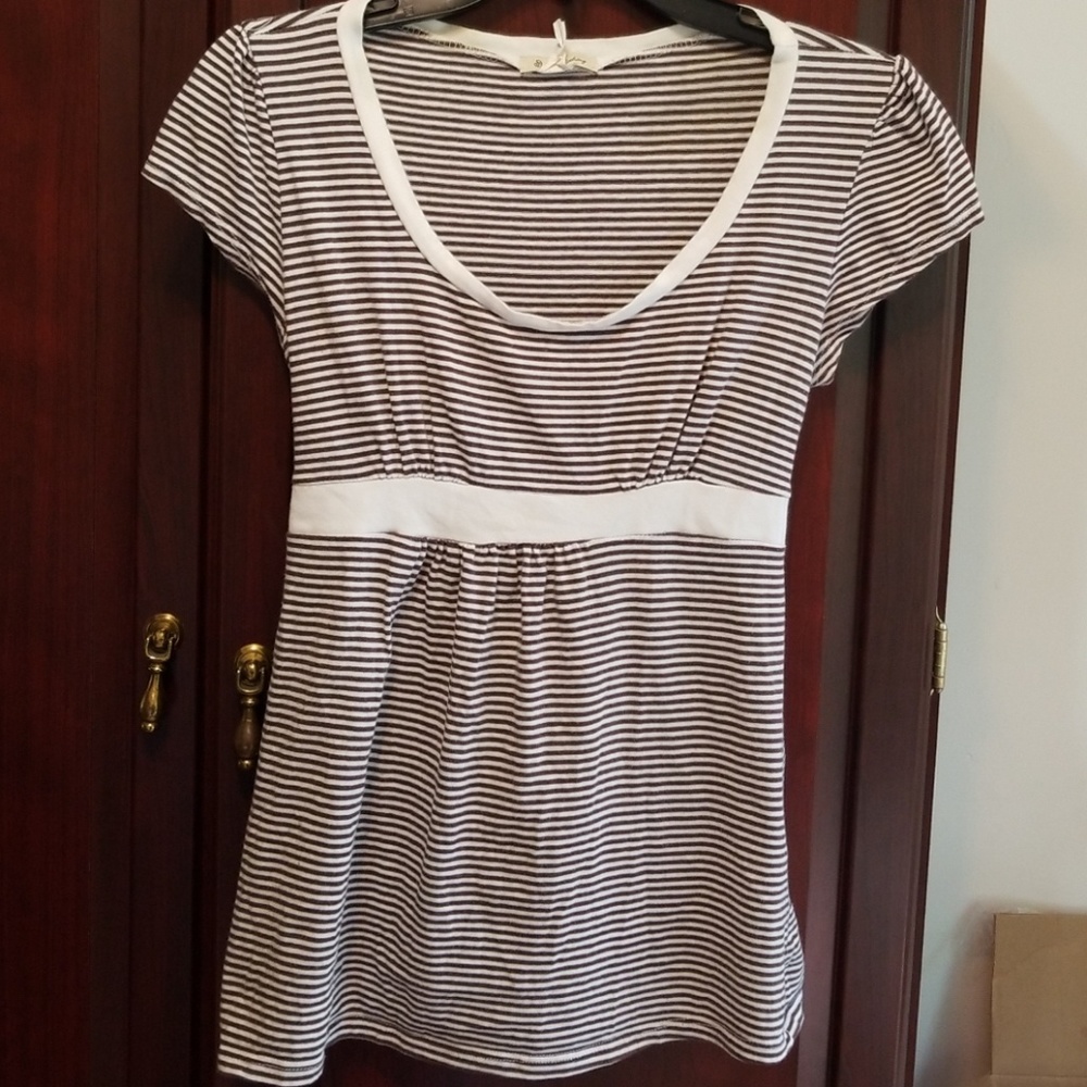 Brown and white strips blouse